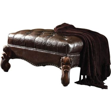 Acme Versailles Ottoman D.Brown PU and Cherry Oak
