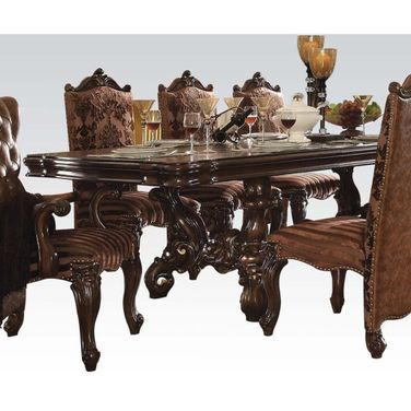 Acme Versailles Pedestal Dining Table in Cherry Oak