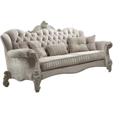 Acme Versailles Sofa in Ivory Velvet and Bone White