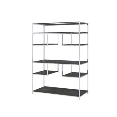 Acme Vonara Bookshelf In Rustic Gray Oak and Chrome