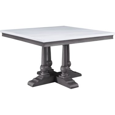Acme Yabeina Square Dining Table With Marble Top And Gray Oak Finish