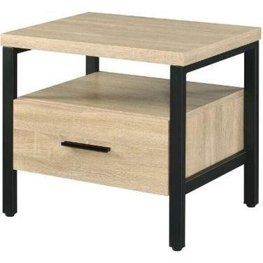 Acme Yawan Accent Table In Oak And Black Finish
