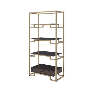 Acme Yumia Bookshelf In Gold and Clear Glass