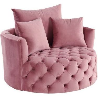 Acme Zunyas Accent Chair With Swivel In Pink Velvet