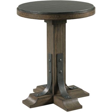 Connor Round Accent Table In Khaki