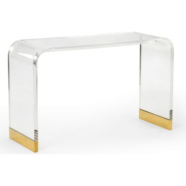 Acrylic Waterfall Console In Clear and Gold