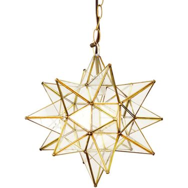 Acs Brass 20 Inch Large Clear Star Chandelier