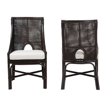 Acton Natural Rattan Dining Chair Set of 2 In Espresso