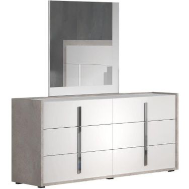 Ada Premium Mirror in Cemento and Bianco Opac