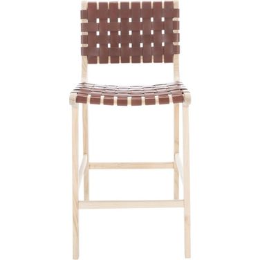 Adah Leather Counter Stool in Cognac