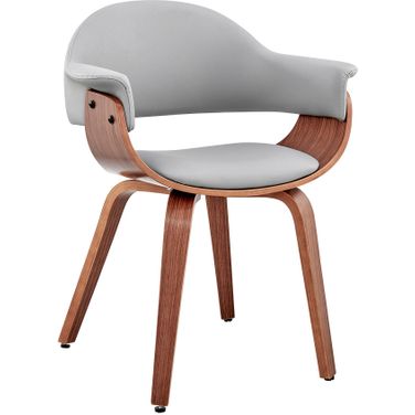 Adalyn Gray Faux Leather and Walnut Wood Dining Room Accent Chair