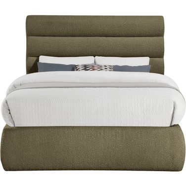 Adam Boucle Fabric Full Bed In Olive