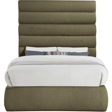 Adam Boucle Fabric Full Bed In Olive