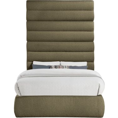 Adam Boucle Fabric Full Bed In Olive
