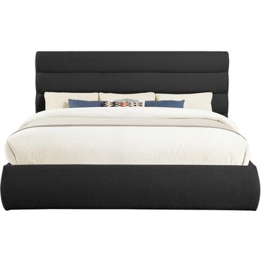 Adam Boucle Fabric King Bed In Black