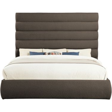 Adam Boucle Fabric King Bed In Brown