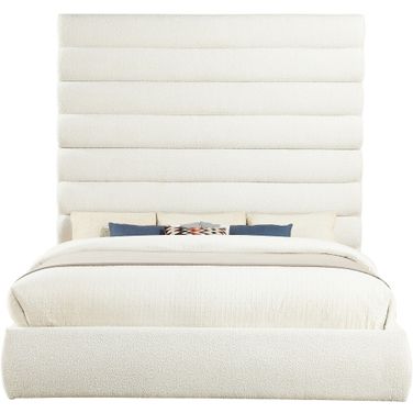 Adam Boucle Fabric King Bed In Cream