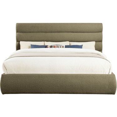 Adam Boucle Fabric King Bed In Olive