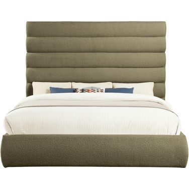 Adam Boucle Fabric King Bed In Olive