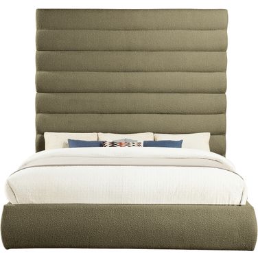 Adam Boucle Fabric King Bed In Olive
