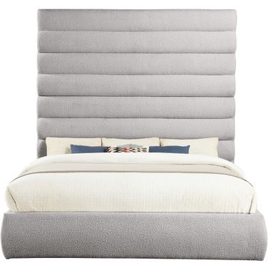 Adam Boucle Fabric King Bed In Taupe
