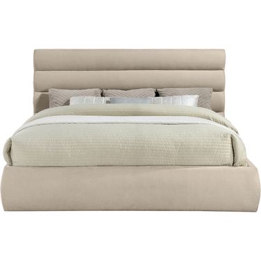Adam Chenille Fabric King Bed In Beige Chenille