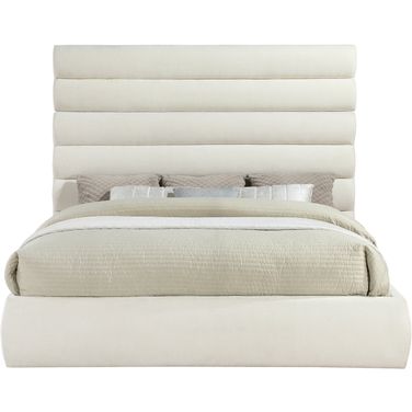 Adam Chenille Fabric King Bed In Cream Chenille