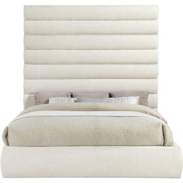 Adam Chenille Fabric King Bed In Cream Chenille