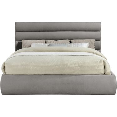 Adam Chenille Fabric King Bed In Grey Chenille