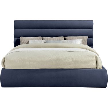 Adam Chenille Fabric King Bed In Navy