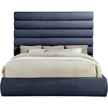 Adam Chenille Fabric King Bed In Navy