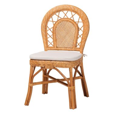 Adam Handwoven Rattan Dining Chair with Cushion In Light Honey