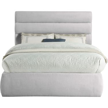 Adam Linen Textured Fabric Full Bed In Grey Linen