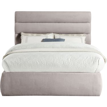 Adam Linen Textured Fabric Full Bed In Taupe