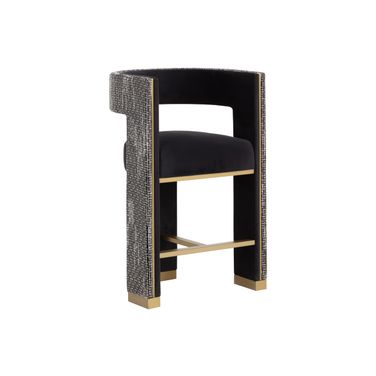 Adamina Counter Stool In Abbington Black and Hobbes Night