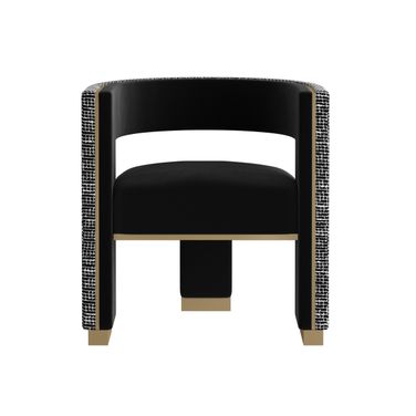 Adamina Dining Armchair In Abbington Black and Hobbes Night