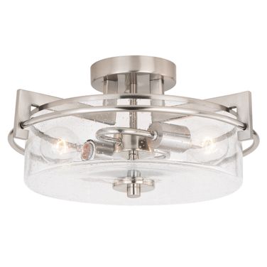 Addison 15 Inch Semi Flush Mount In Satin Nickel