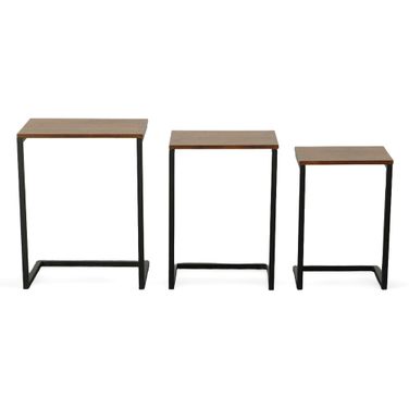 Addison Nesting Table Set In Chestnut Top and Black Base