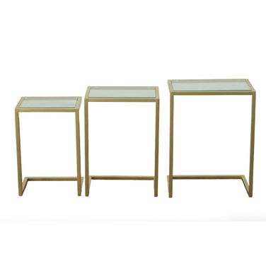 Addison Nesting Table Set In Glass Top and Gold Base