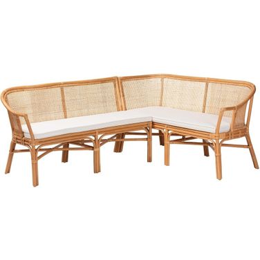 Adede Rattan Corner Bench Set of 2 In Honey