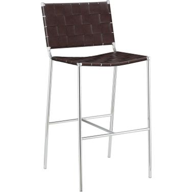 Adelaide Upholstered Bar Stool with Open Back Brown and Chrome