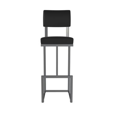 Adele 30 Inch Bar Height Stool In Lustrous Silver White and Licorice Black