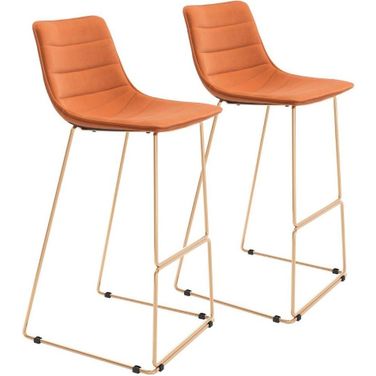 Adele Barstool Set of 2 In Orange and Gold