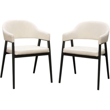 Adele Dining Chairs Set of 2 In Cream Fabric With Black Powder Coated Metal Frame