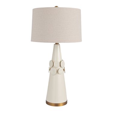 Adeline 32 Inch Conical-Shaped Ceramic Table Lamp with Linen Drum Shade In Cream