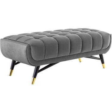 Adept 47.5 Inch Performance Velvet Bench In Gray