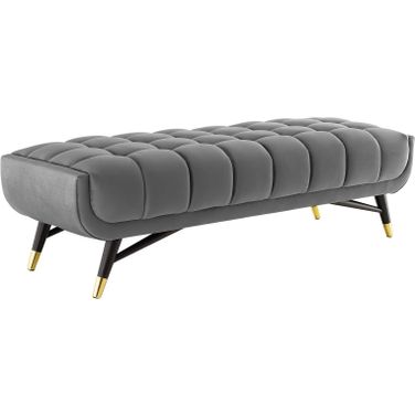 Adept 60 Inch Performance Velvet Bench In Gray