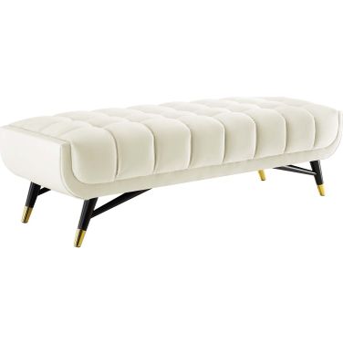 Adept 60 Inch Performance Velvet Bench In Ivory