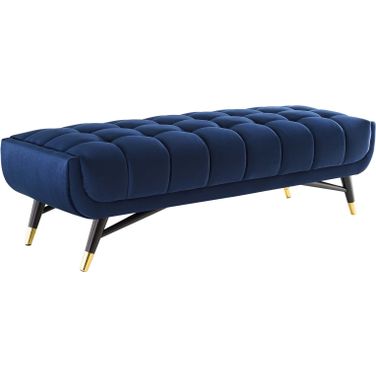 Adept 60 Inch Performance Velvet Bench In Midnight Blue