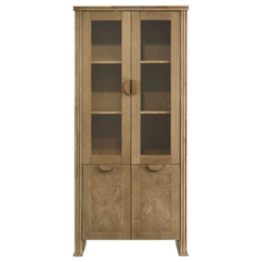Adina 77 Inch Tall Display Cabinet In Distressed Light Brown
